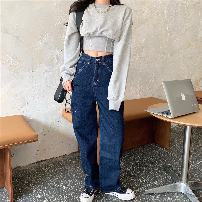 Áo Thun Crop Top Tay Dài Phong Cách Hàn Quốc Thời Trang Xuân Thu Mới