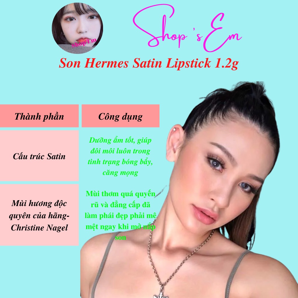 Son Hermes Satin Lipstick minisize 1.2g thiết kế biểu tượng siêu sang chảnh với bờ môi mềm mại bền màu