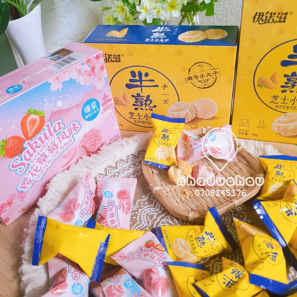 Một hộp sô cô la oreo viên nhân kem sữa phomai tan chảy WOW Hongkong hộp giấy 200g