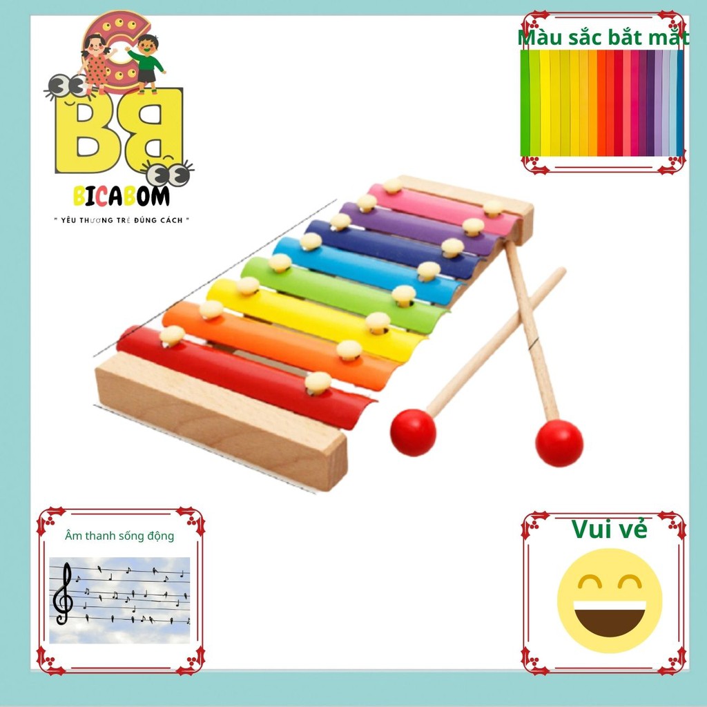 Đồ chơi giáo dục sớm cho bé đàn xylophone 8 thanh Bicabom Bc17