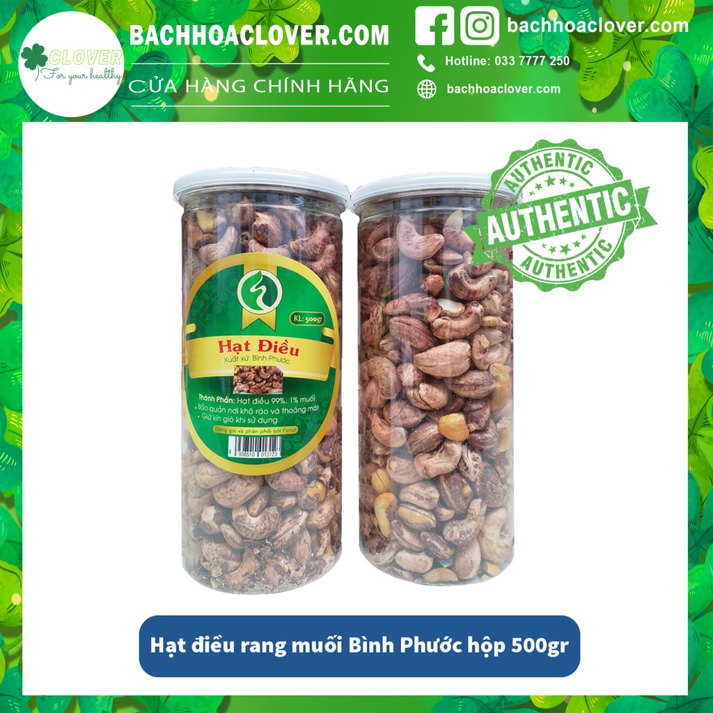 Hạt điều rang muối Bình Phước hũ 500gr thơm ngon, dinh dưỡng ☘ Bách Hóa Clover