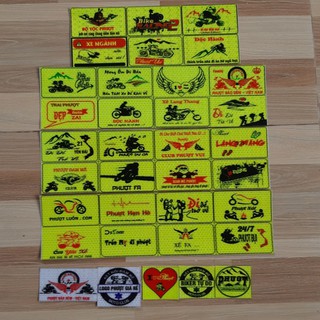combo 35 LOGO phượt phản quang tổ ong tem dán xe