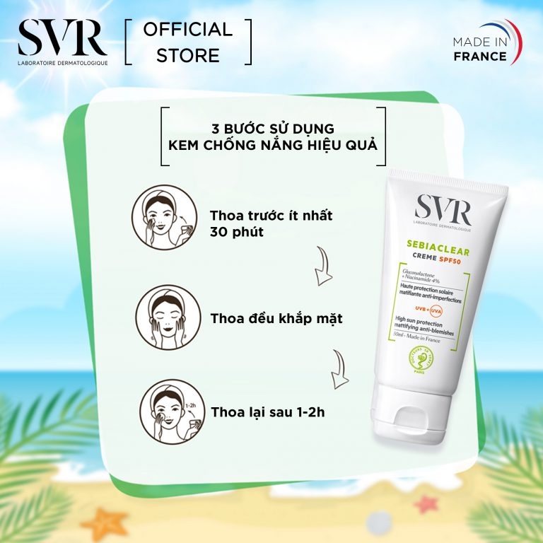 Kem chống nắng cho da dầu mụn SVR Sebiaclear SPF50+ Creme 40ml [NHẬP KHẨU CHÍNH HÃNG 100%]