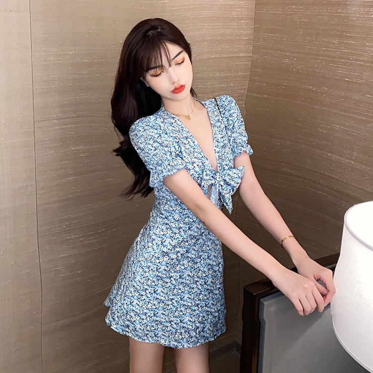 Đầm chữ a hoa nhí tay ngắn mini Emilyshop