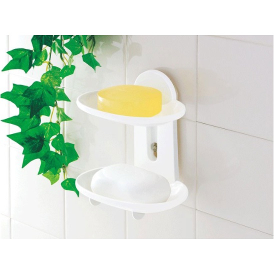 Khay đựng xà bông hút chân không 2 tầng Jabu (màu trắng) - NỘI ĐỊA NHẬT BẢN
