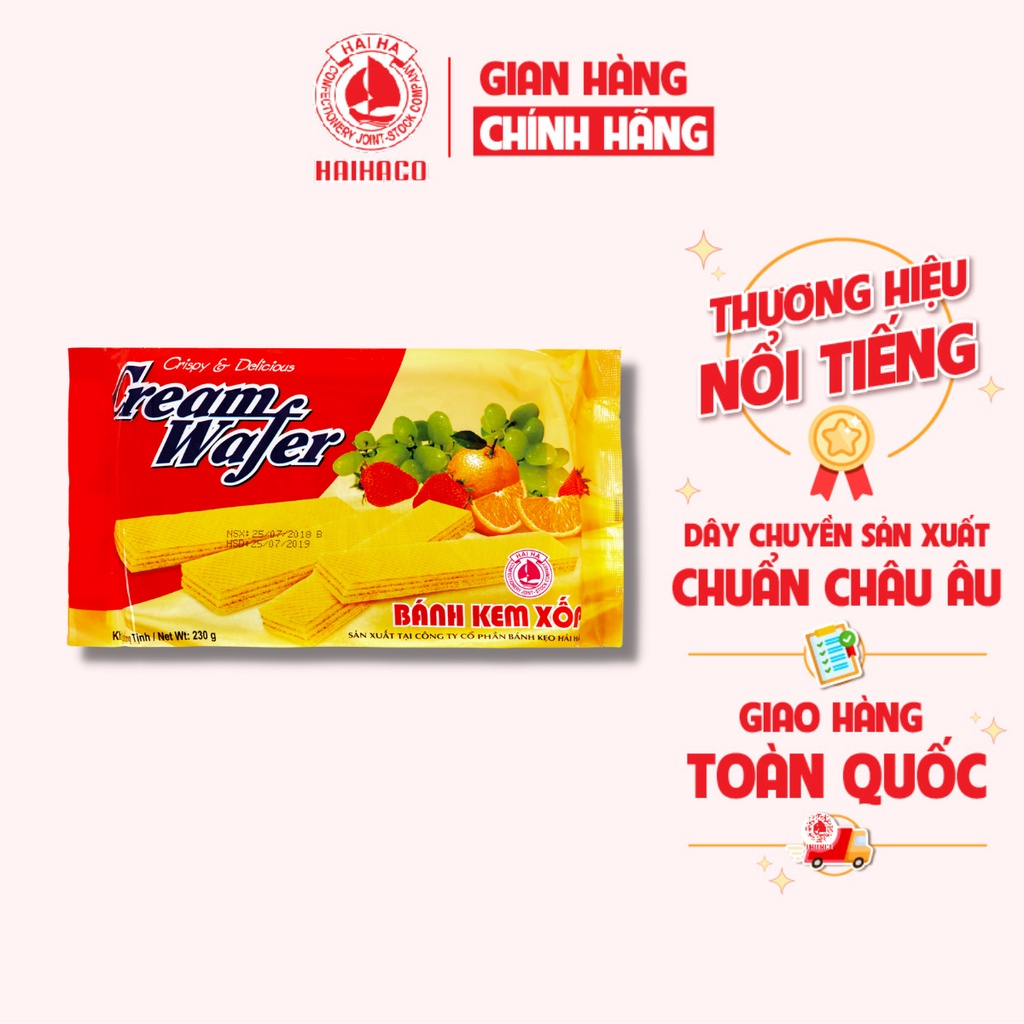 Bánh Kem xốp Cream Wafer Hải Hà Vị Trái Cây Tổng Hợp (Túi: 230g)