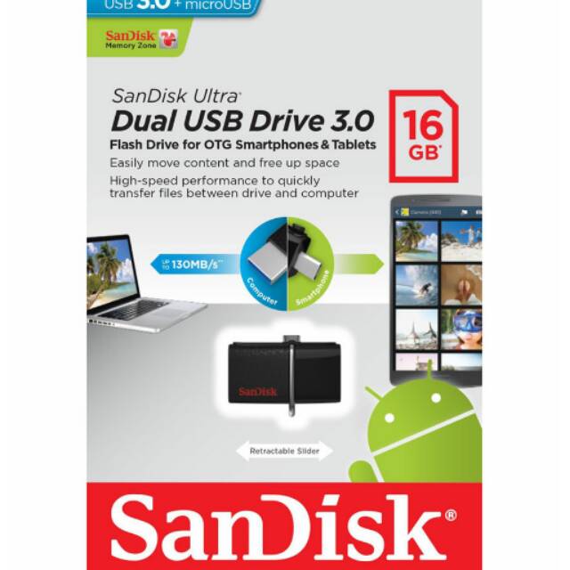 Ổ Đĩa Flashdisk Otg Usb 2 Trong 1 Sandisk 16gb (sdd2) Dual Drive 3.0