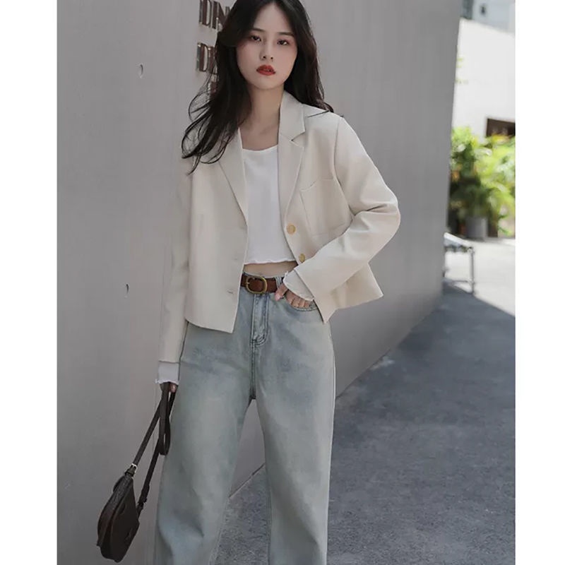 Áo Khoác Vest Tay Dài Dáng Ngắn Cho Nữ 1m45