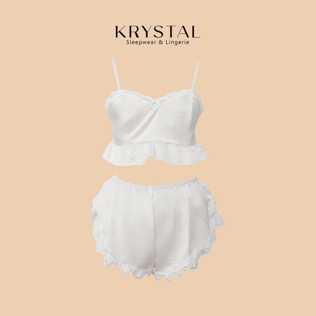 Bộ đồ ngủ ngắn chất lụa phối ren viền sexy gợi cảm màu nhiều màu KRYSTAL KSN03 | BigBuy360 - bigbuy360.vn
