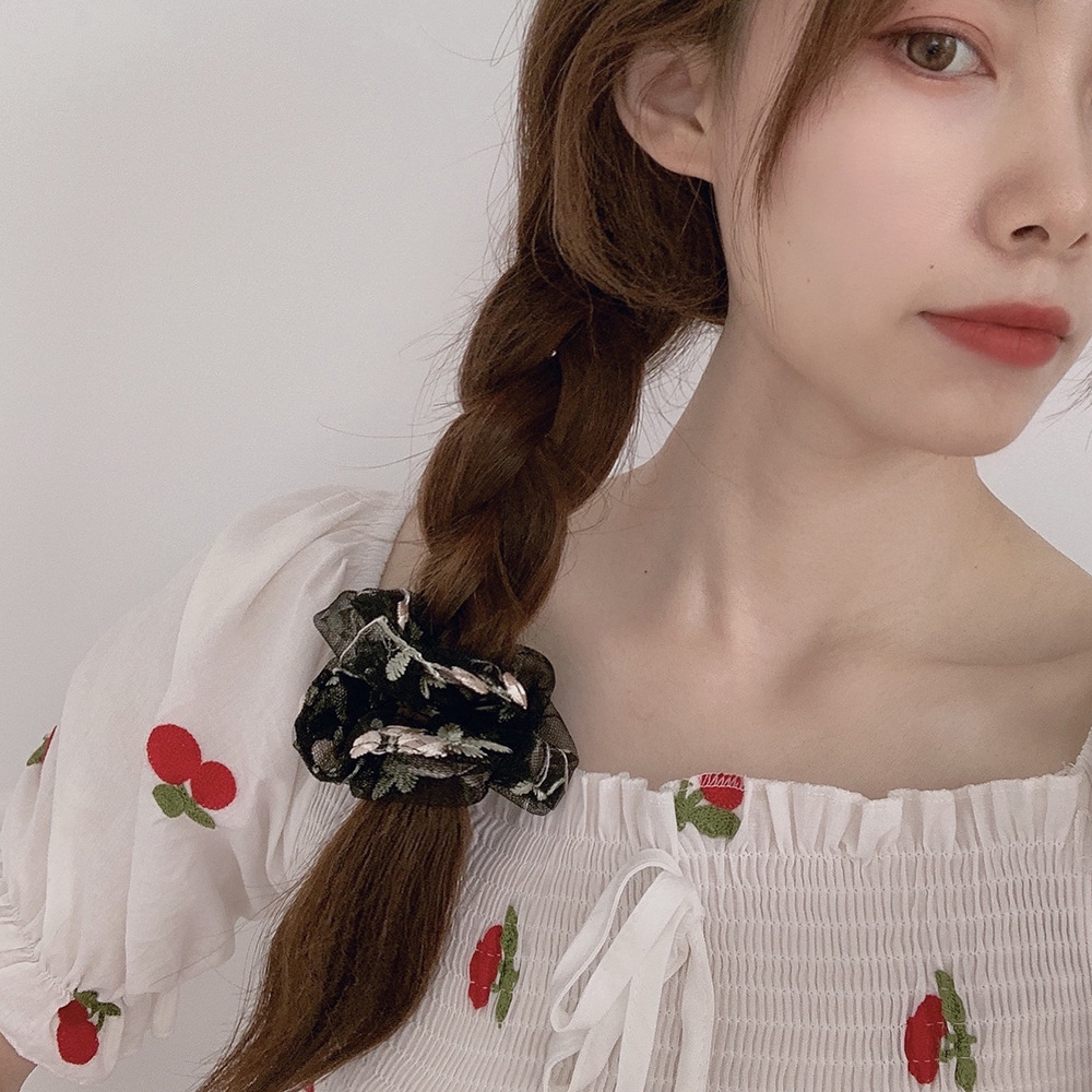 Dây buộc tóc hoa vải lưới xinh xắn dễ thương cho nữ