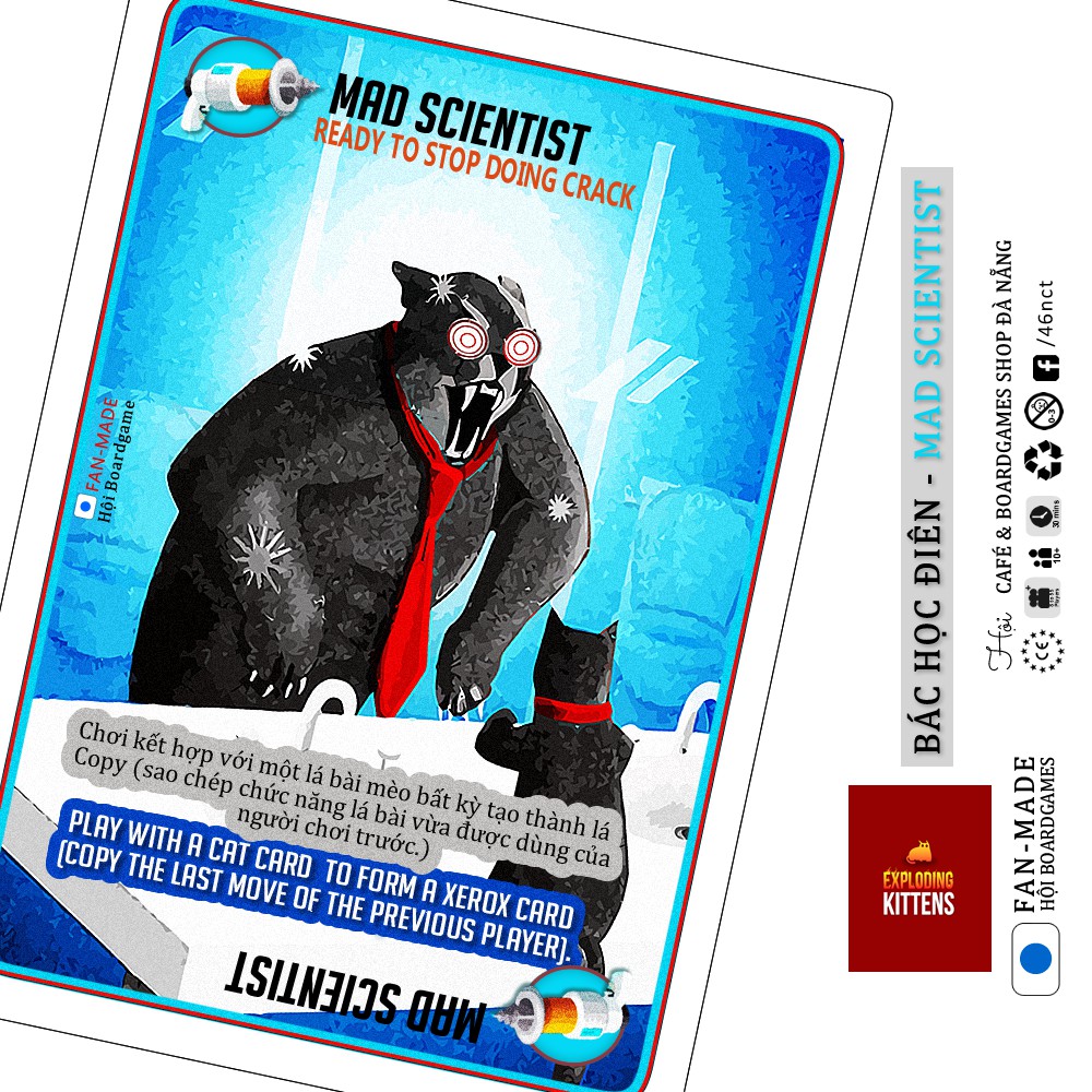 [Tặng thêm 2 lá] Bài Mèo Nổ Mở rộng Mèo Mad Scientist (21 lá)