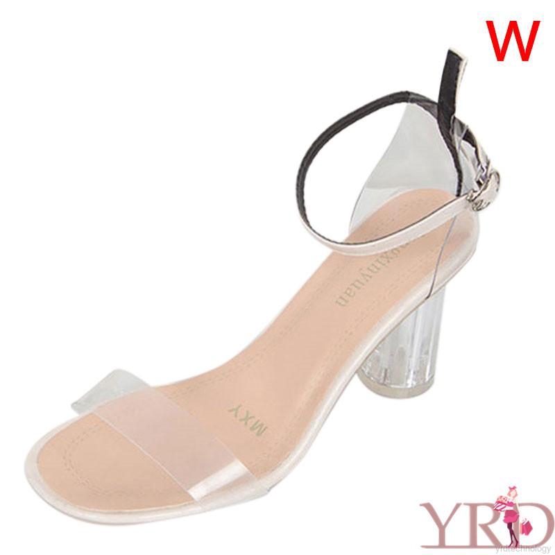 Giày sandal cao gót hở ngón nữ bằng nhựa trong suốt dễ phối đồ