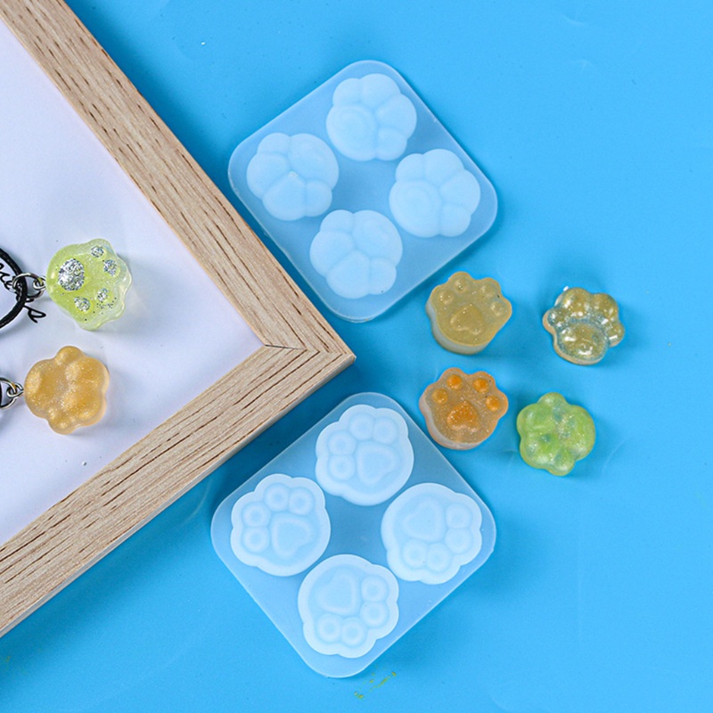 Khuôn Làm Bông Tai 4 Ngăn Hình Móng Vuốt Mèo Bằng Resin Epoxy Pha Lê Sáng Bóng