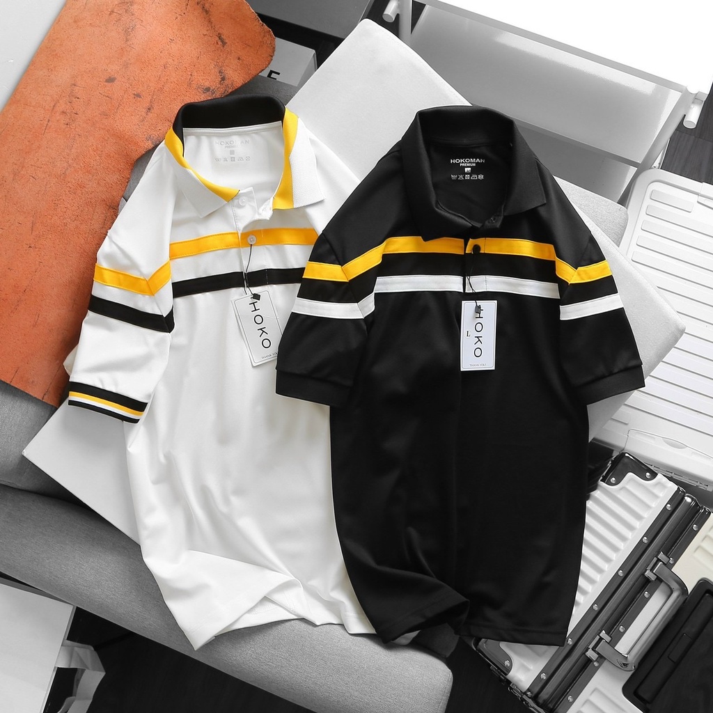 Áo thun nam cổ trụ vải cá sấu cao cấp kẻ ngang tạo điểm nhấn đẳng cấp sang trọng SOHEO STORE