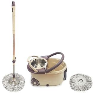 [BUU DINH] BỘ LAU NHÀ 360 ĐỘ BÁNH XE KÉO, 2 BÔNG LAU, LỒNG INOX THÁO RỜI, QUAI XÁCH LÀM TỪ NHỰA DẺO