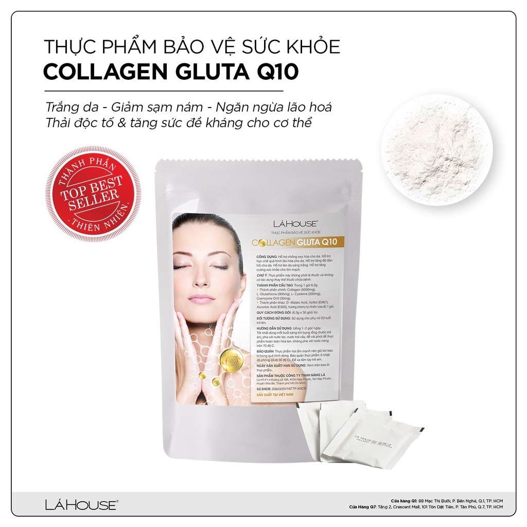 Collagen ngăn ngừa lão hóa,trắng da,đẹp tóc Lá House Gluta Q10