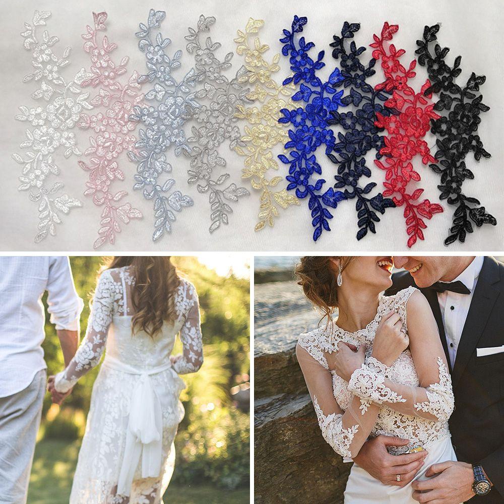LONTIME Vải Ren Thêu Hoa Bằng Polyester Dùng May Cổ Áo Lưng Cho Cô Dâu DIY