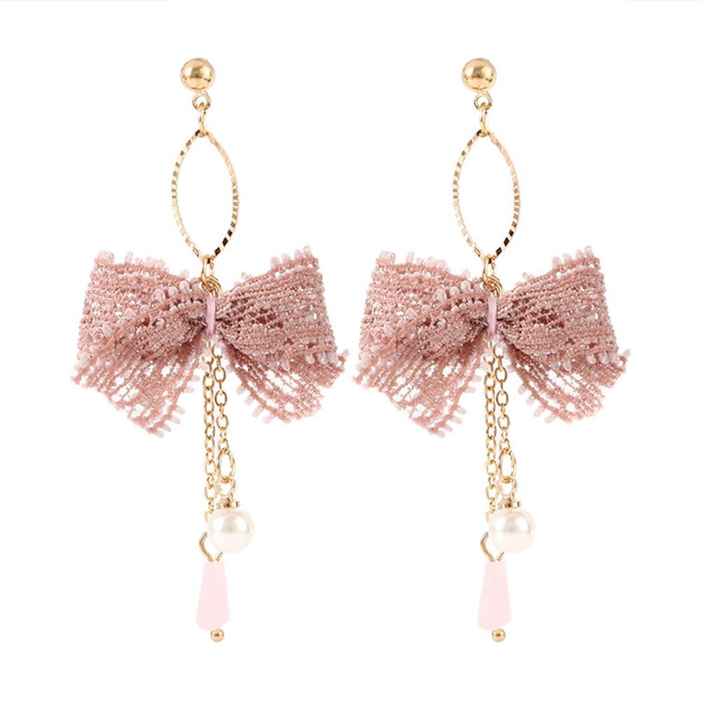 Hoa tai dáng dài phối nơ phong cách Hàn Quốc nữ tính