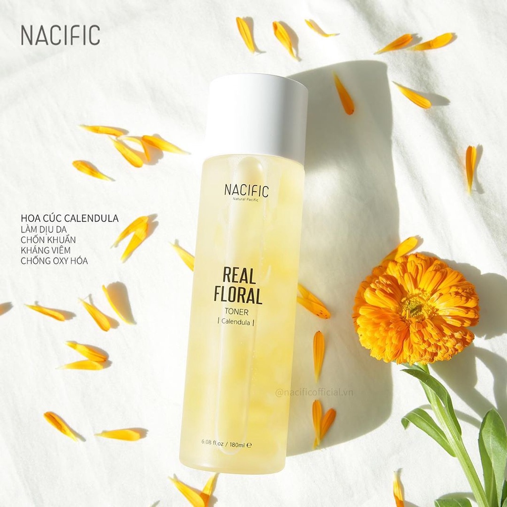 Nước cân bằng làm dịu da hoa cúc NACIFIC Real Floral Toner Calendula 180ml