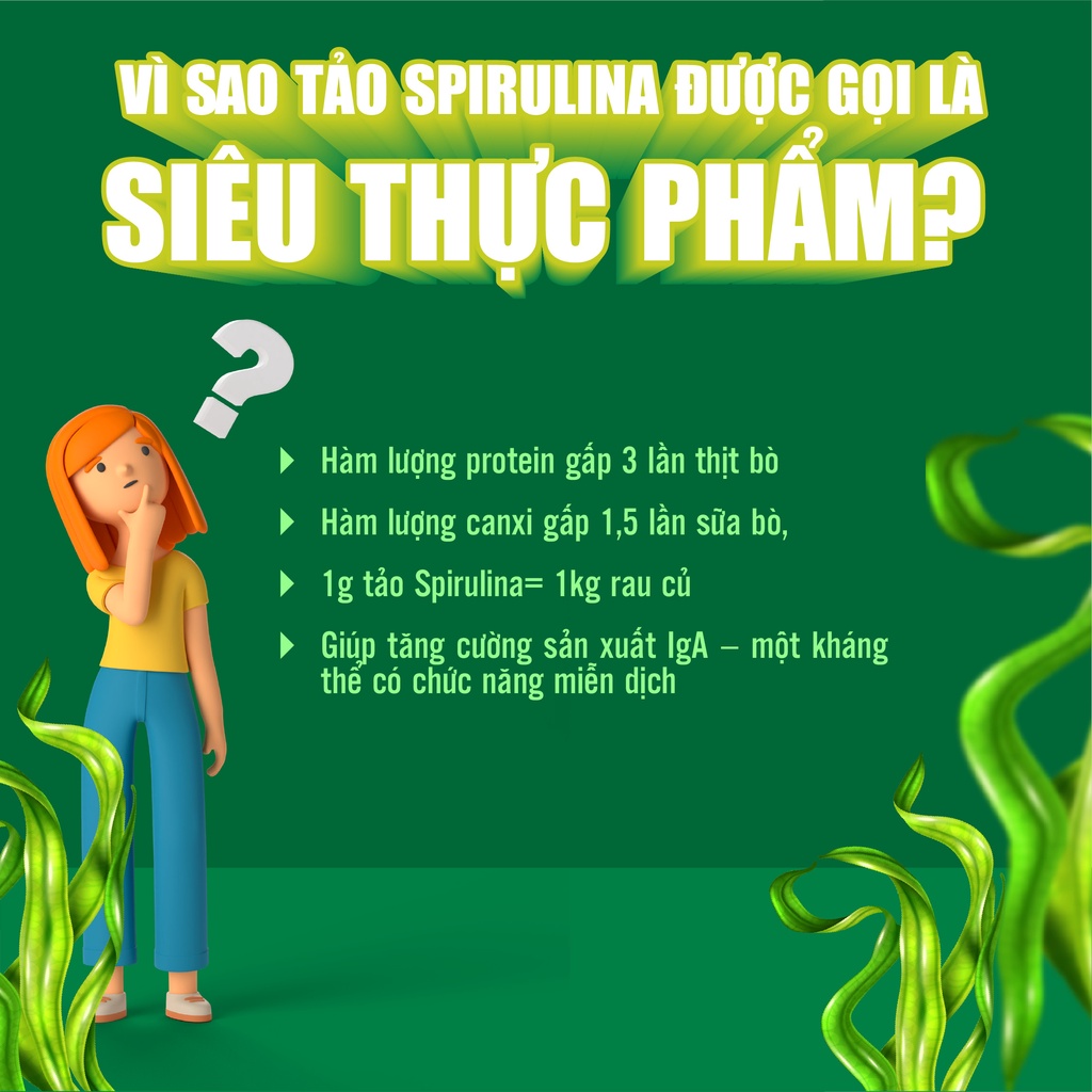 Viên Tảo Spirulina Thiên Sư bồi bổ cơ thể chống oxy hoá tăng sức đề kháng hộp 100 viên