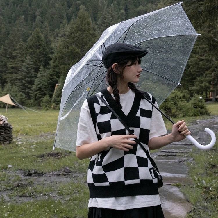 Áo Gile Len Thời Trang Họa Tiết Caro Đen, Áo Len Nữ Cổ Tròn Cao Cấp Phong Cách Hàn Quốc ULZZANG | BigBuy360 - bigbuy360.vn