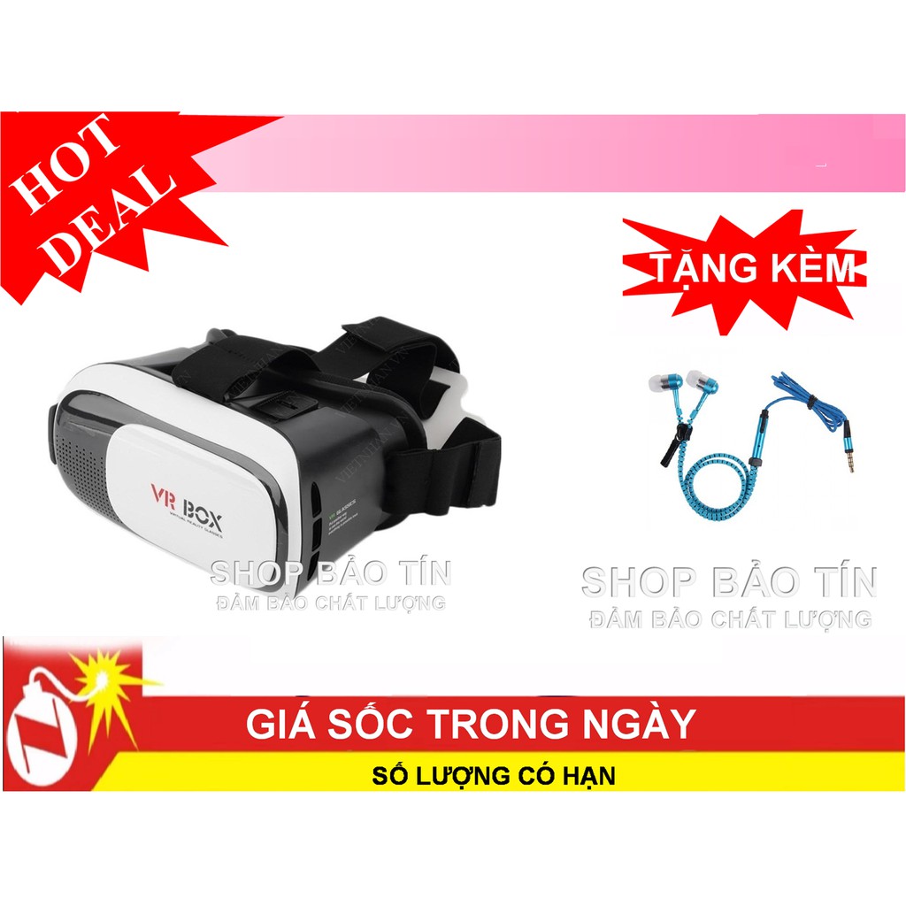 Kính thực tế ảo VRBOX-3 D tặng tai nghe kéo khóa chống rối thông minh