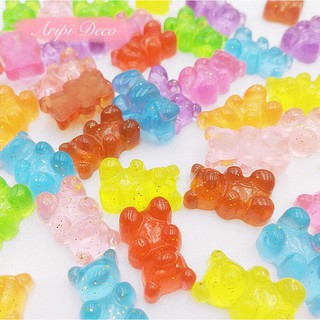 [VER 2] Charm Gấu Gummy thạch trong kim tuyến cứng B102 /Nguyên liệu làm slime resin trang trí