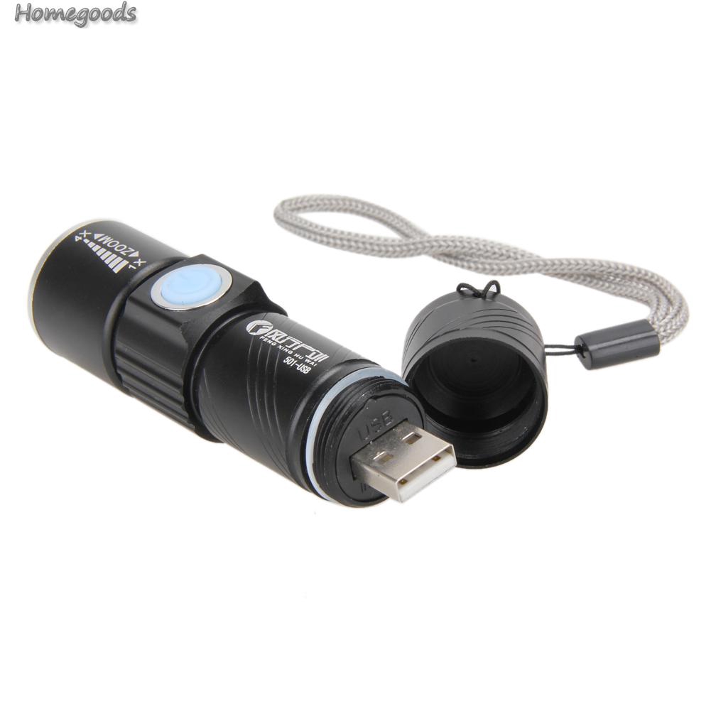 Good Shop❁800LM LED Torch Zoomable Waterproof USB Rechargeable Flashlight