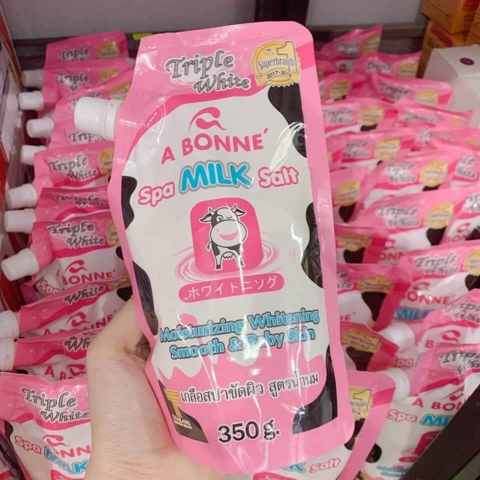 Muối Tắm Sữa Bò Tẩy Tế Bào Chết A Bonne Spa Milk Salt Thái Lan 350gr Tẩy Sạch Bụi Bẩn Tế Bào Chết