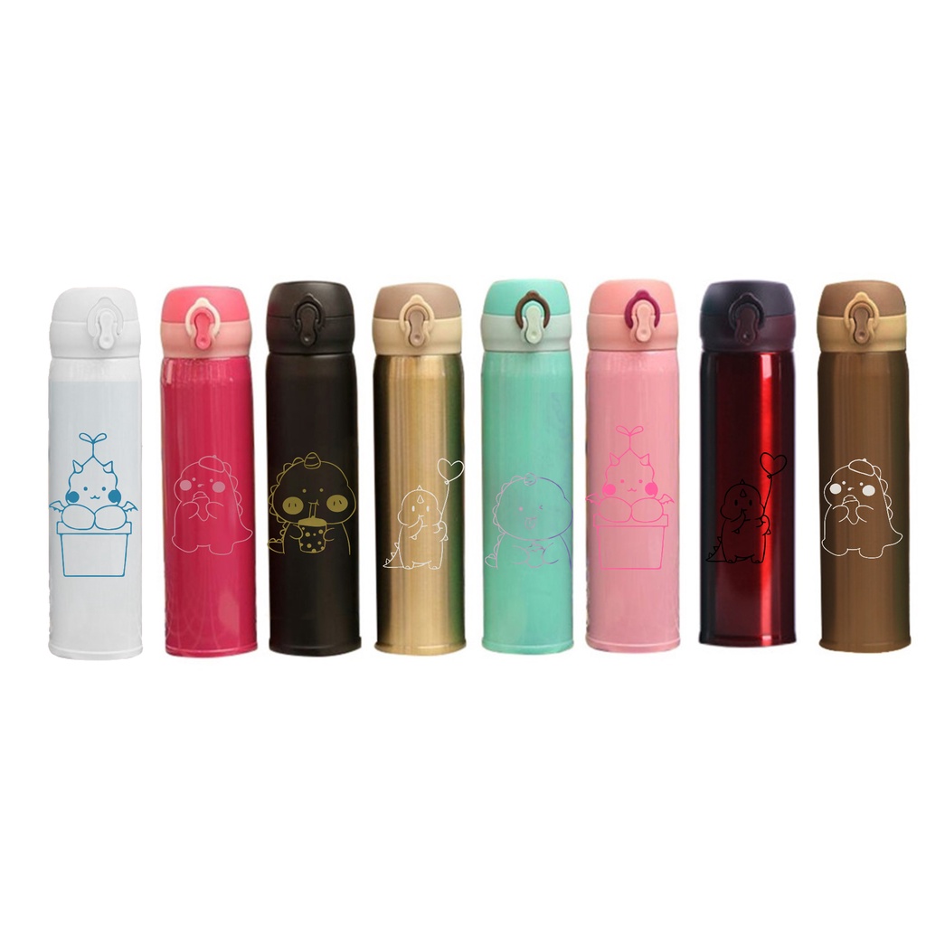 bình nước 2 lớp khủng long B2DC13 dễ thương cute hoạt hình 400-500ml