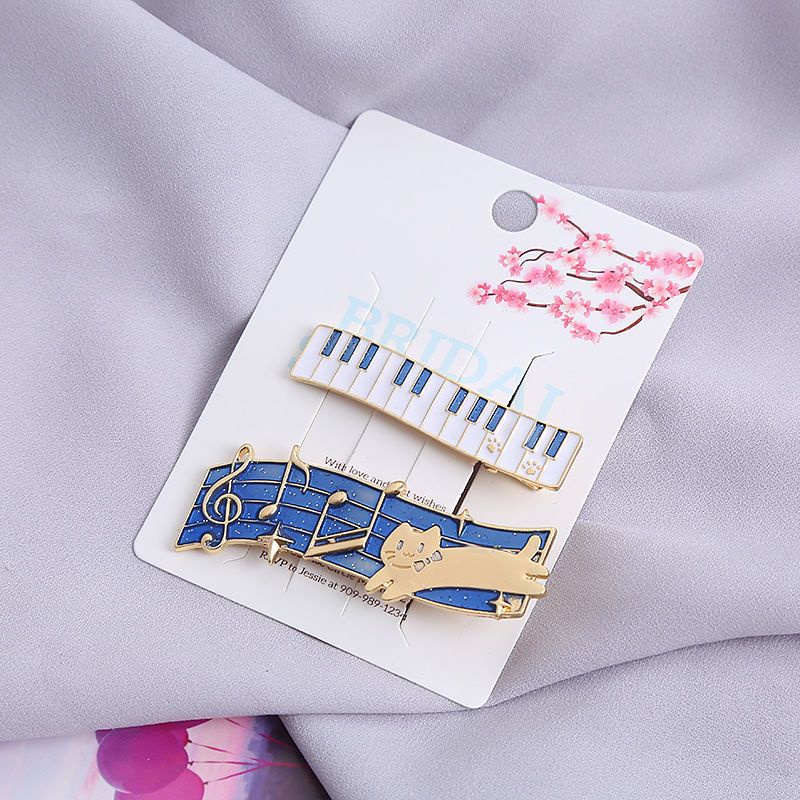 Kẹp tóc hình mèo và nốt nhạc phụ kiện thời trang dễ thương phong cách hàn quốc lolita ulzzang