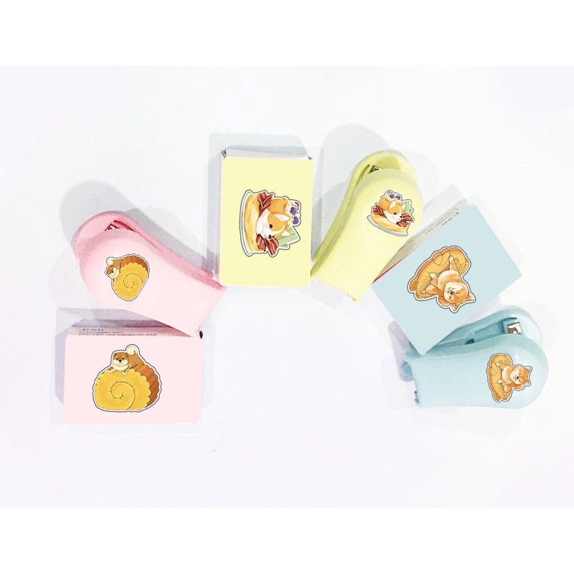 Bộ giập ghim quả bơ BGGI1 cherry trà sữa trứng lười yakult hoa cúc GD bò sữa gudetama shiba roro jump