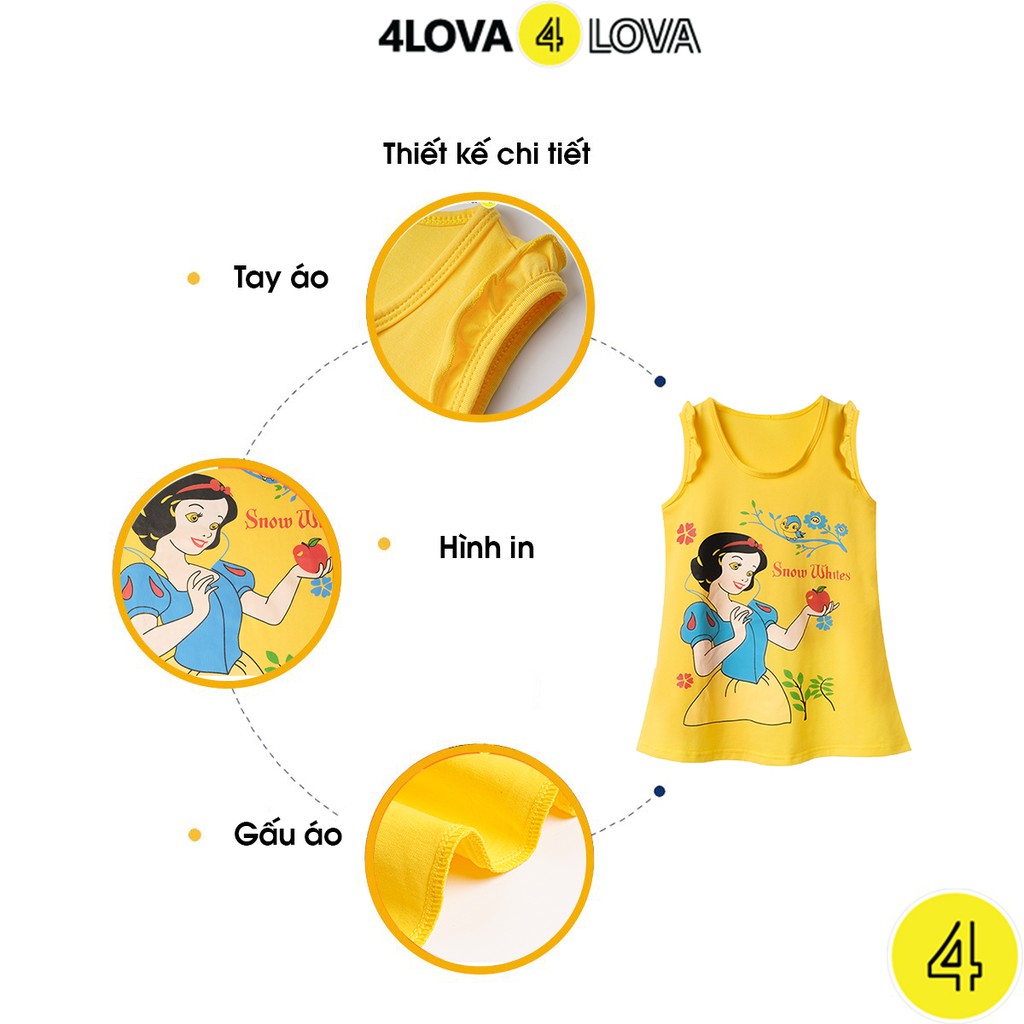 Áo ba lỗ sát nách cho bé gái 4LOVA họa tiết hoạt hình hàng chính hãng từ 8-36 kg