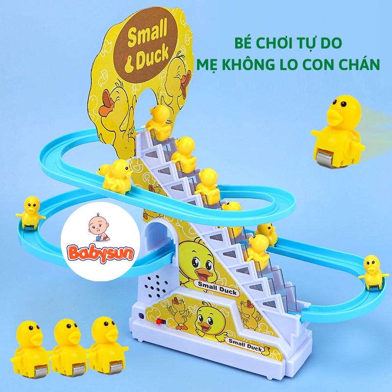 Đồ Chơi Vịt Vàng Trượt Máng, Vịt Leo Thang Có Đèn Nhạc Cho Bé Yêu- Tặng kèm pin - Đồ chơi BABYSUN