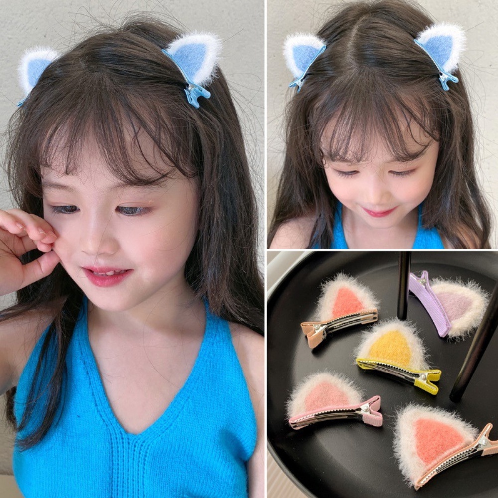 Kẹp tóc (2chiếc) cặp tóc cho bé gái 2 tai hình tai mèo thỏ đáng yêu cho bé chơi cho bé gái 1 2 3 4 5 6 7 8 9 tuổi babtóc