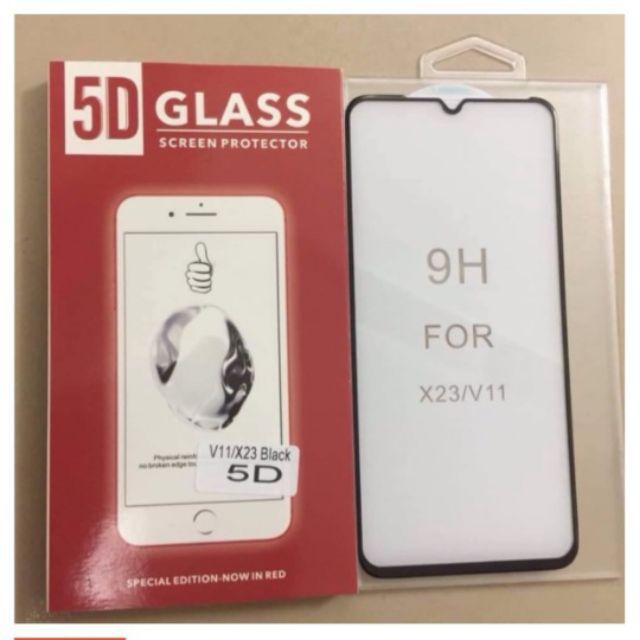 Kính cường lực 5D Xịn cho Vivo V11i/ X23 Full keo màn hình siêu cứng, viền vát cạnh siêu đẹp