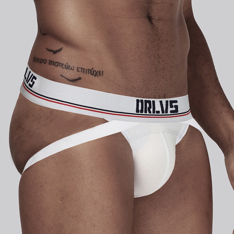 ORLVS Men's Underwear Men Sexy Briefs Jockstrap Pouch Cuecas Man Cotton Panties Thongs Mesh Underpants Gay Slip Homme Srting OR405