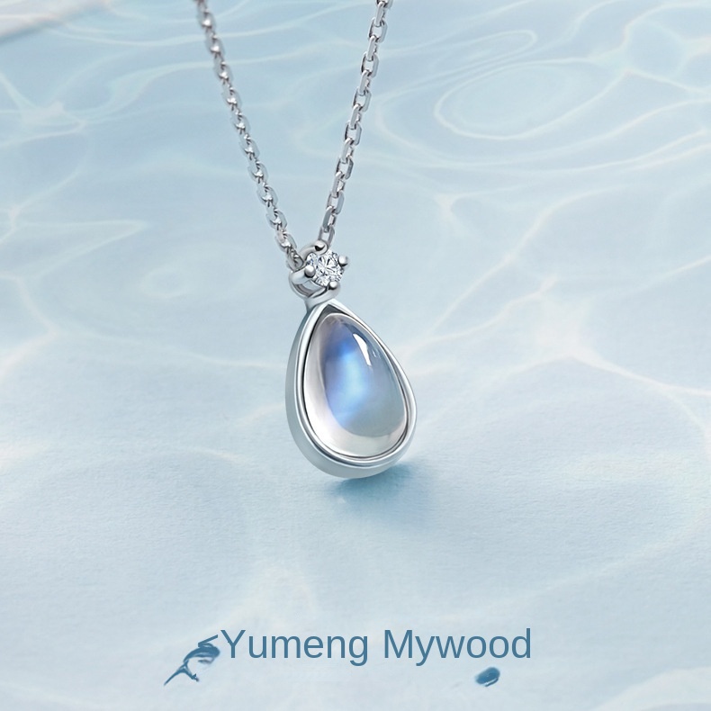 Vòng cổ Mặt Đá Mặt Trăng Hình Giọt Nước Thời Trang Cho Nữ