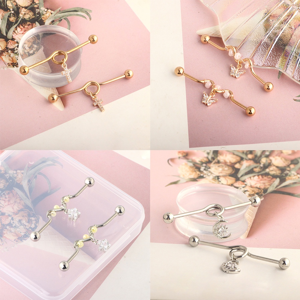 Khuyên Kẹp Sụn Tai Dáng Dài Phối Bóng Lông Nhỏ Xinh Thời Trang