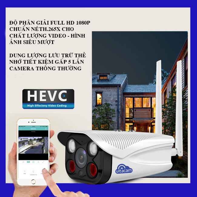 CAMERA WIFI Full HD 1080P - ĐÈN QUAN SÁT MÀU NGÀY ĐÊM - VITACAM VB1080 PRO hàng chính hãng