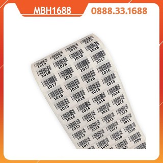 Decal in tem nhãn, mã vạch 25x15 mm, 4 tem/ hàng, khổ 110mm, cuộn dài 50m