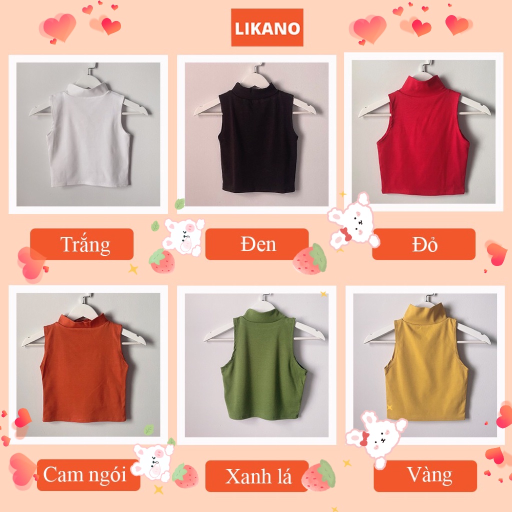 Áo croptop nữ kiểu ôm, áo thun croptop cổ lọ sát nách chất vải cotton mềm mịn LIKANO CRT27