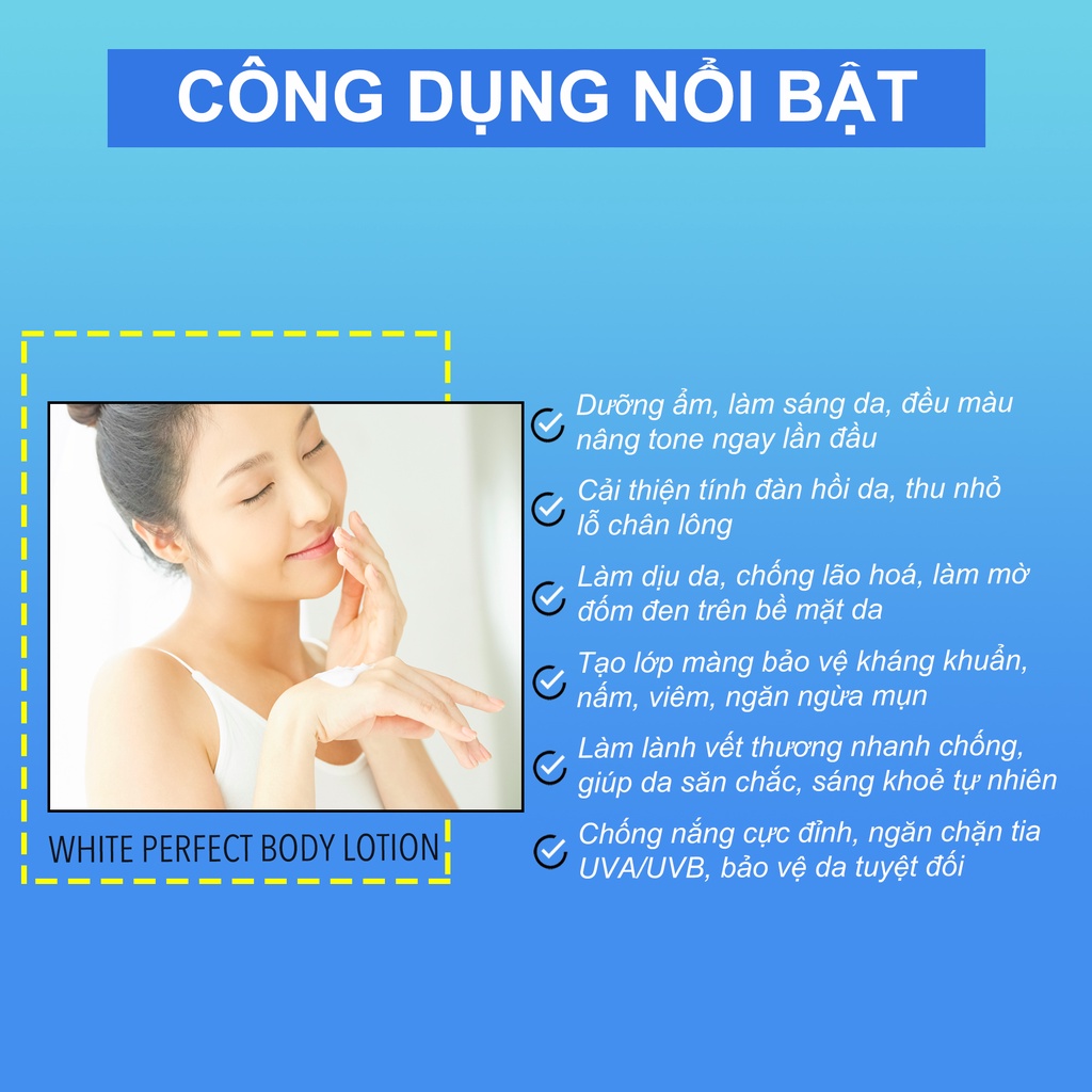 Kem dưỡng trắng da toàn thân Yococi giúp da trắng mịn, ngăn ngừa lão hoá White Perfect Body Lotion 150g | WebRaoVat - webraovat.net.vn