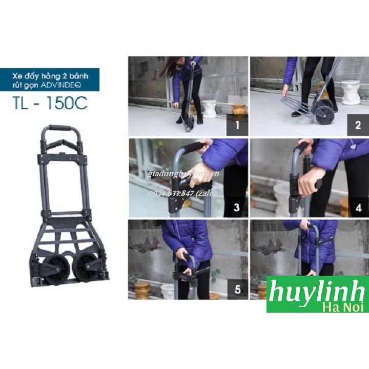 Xe đẩy hàng 2 bánh rút gọn Advindeq TL-150C - tải trọng 150kg