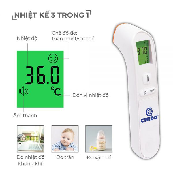 Nhiệt Kế Điện Tử Hồng Ngoại Chido CHÍNH HÃNG 2021 Đo Cơ Thể Đo Vật Thể Phòng dành cho bé Công Nghệ Nhật Bản