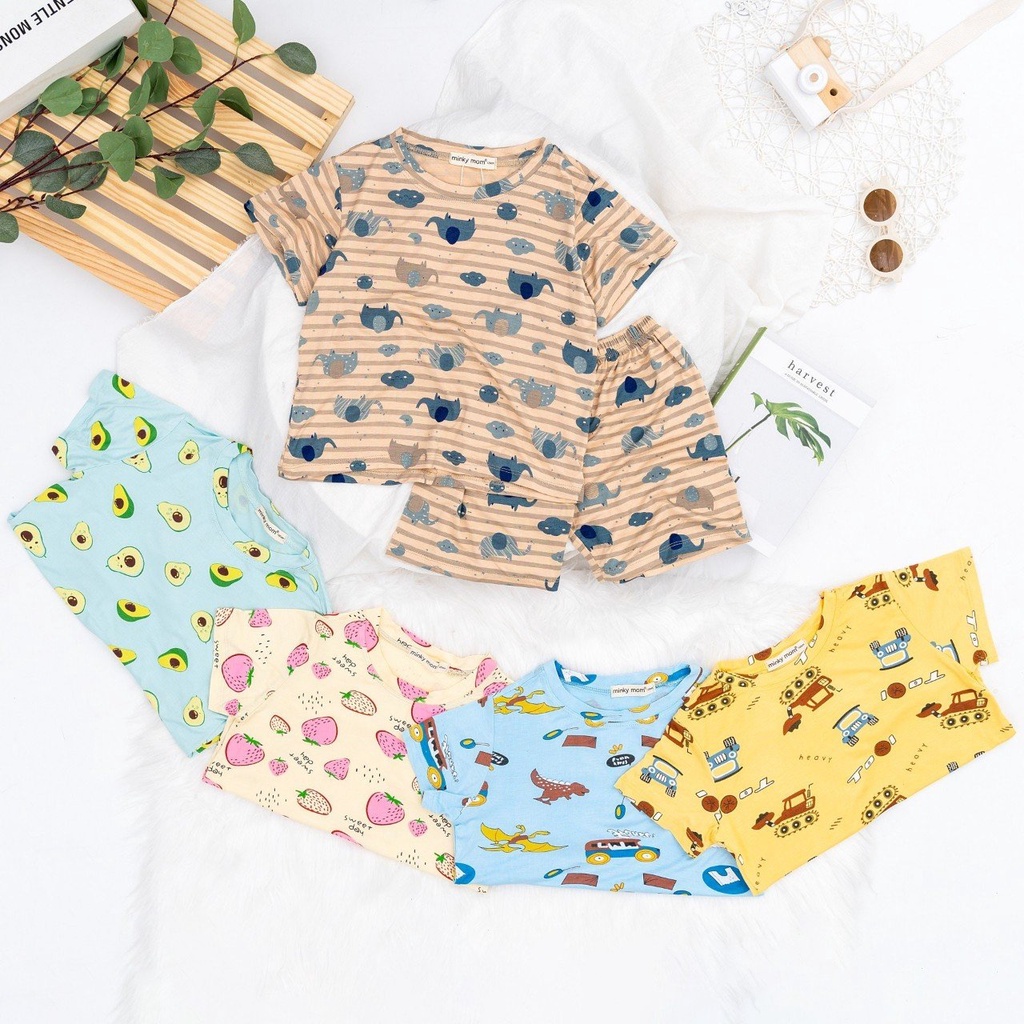 Đồ Bộ Bé Trai Bé Gái Minky Mom Vải Thun Lạnh, Bộ Cộc Tay Cho Bé Mặc Nhà Mùa Hè 2022