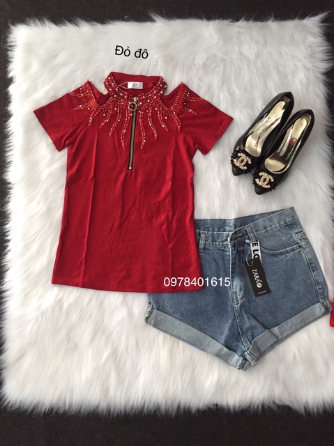 ÁO THUN HỞ VAI ĐÍNH HẠT PHALÊ