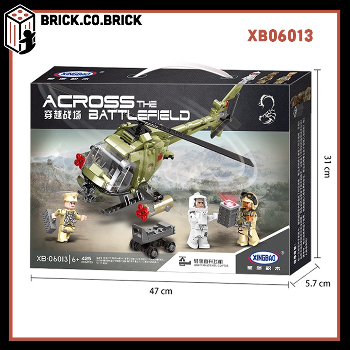 Máy Bay Trực Thăng Quân Sự Mô Hình Lắp Ráp Army Helicopter Xếp Hình Thông Minh Cho Bé XB06013
