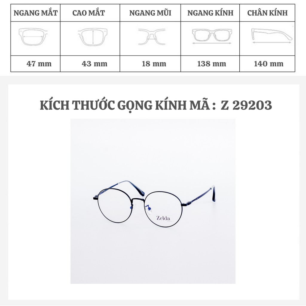 Gọng kính cận nam lắp sẵn cận mắt tròn gọng kim loại mắt kính đổi màu - Z29203 Eyepro