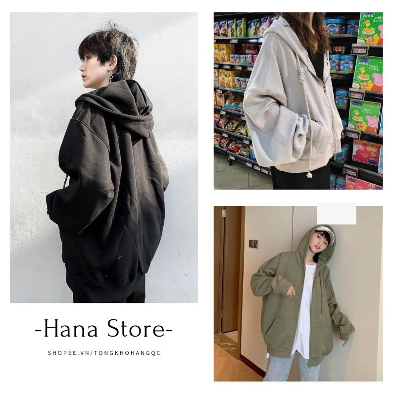 Áo Khoác Hoodie Khóa Kéo ❤️ Áo khoác nỉ nữ form rộng Hàn Quốc kiểu dáng Ulzzang SIÊU HOT ❤️